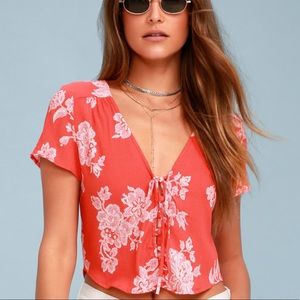 Lulus | Coral floral crop top